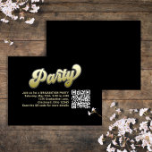 卒業パーティQRコード金ゴールドモダンタイポグラフィ エンクロージャーカード