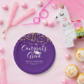 卒業パープルおめでとうGRADスクリプト紙吹雪 ペーパープレート (パーティー)