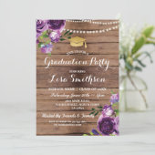 卒業パープルフラワーライトウッド招待状 招待状 (スタンド正面)