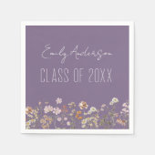 卒業パープルワイルドフラワーボホグラード スタンダードカクテルナプキン (正面)