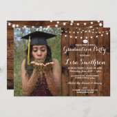 卒業パ素朴ーティエレガントーが木の写真を撮る 招待状 (正面/裏面)