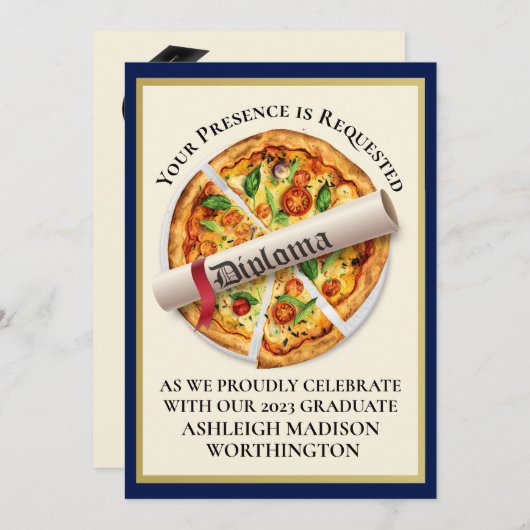 卒業ピザパーティの招待状 招待状 (正面/裏面)