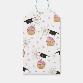 卒業ピンクのカップケーキスパーカーの好意または ギフトタグ