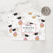 卒業ピンクのカップケーキノートカパーソナライズされたード ノートカード (正面/裏面インサイチュ)