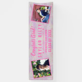 卒業ピンクオパール2フォトおめでとうグラッドバナー 横断幕 (縦)