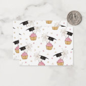 卒業ピンクカップケーキ卒業キャップスパーカー ノートカード (正面/裏面インサイチュ)