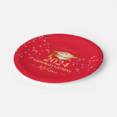 卒業ピンクガールズ紙吹雪ゴールデンイニシャル ペーパープレート (アングル)