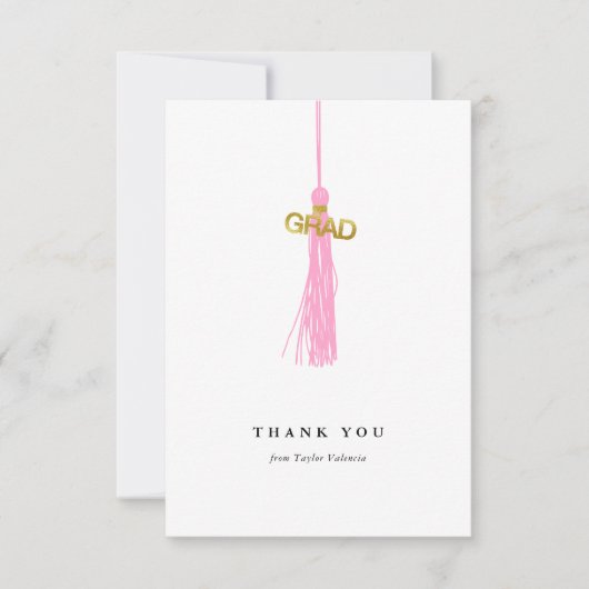 卒業ピンクタッセルカスタム サンキューカード (正面)