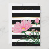 卒業ピンクデイジーブラックレースホワイトストライプズ 招待状 (裏面)