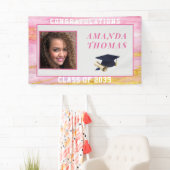 卒業ピンク金ゴールド大理石カスタム写真 横断幕 (インサイチュ)