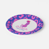 卒業ピンク&ブルーヒョウ ペーパープレート (アングル)