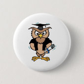 卒業ピンワイズ古いフクロウのキャップ卒業証書 缶バッジ (正面)