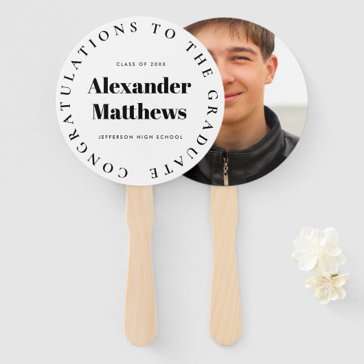 卒業ファンあなたの学校クラスの男性の写真 ハンドファン (正面&裏面)