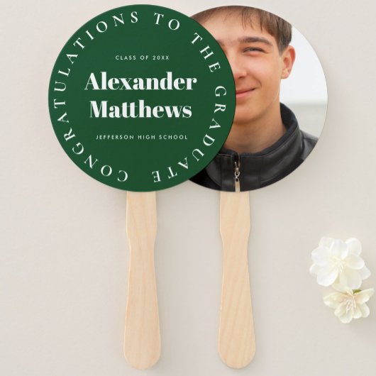 卒業ファンあなたの学校クラス男性の写真グリーン ハンドファン