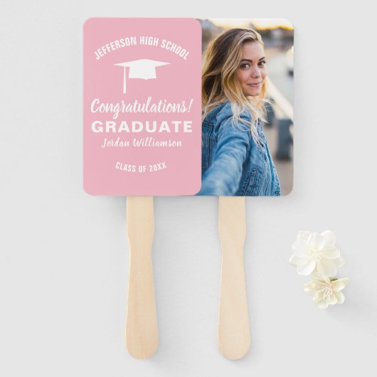 卒業ファンカスタムの学校のカラー大学院写真 ハンドファン (正面&裏面)