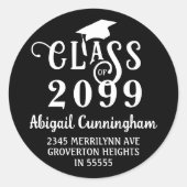 卒業ファンシー学年差出人住所 ラウンドシール (正面)