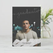 卒業フェイク銀モダンパーソナライズされた 案内状 (スタンド正面)