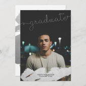 卒業フェイク銀モダンパーソナライズされた 案内状 (正面/裏面)