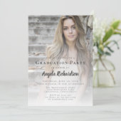 卒業フォトグレースクリプトタイポグラフィパーティー 招待状 (スタンド正面)