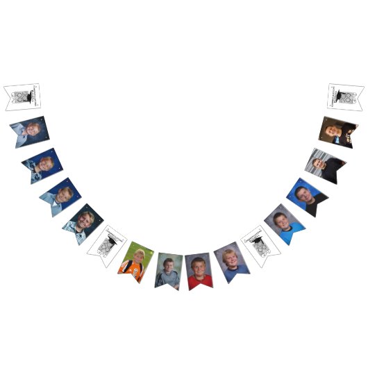 卒業フォトコラージュクラスのブラックシルバー バンティングフラッグ (全)