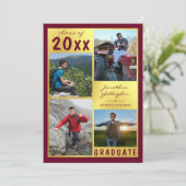 卒業フォトコラージースクリプト名マルーン金ゴールド 案内状 (スタンド正面)