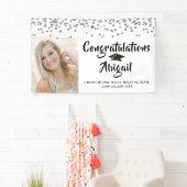 卒業フォトシルバー紙吹雪ブラシスクリプト 横断幕 (インサイチュ)