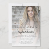 卒業フォトスクリプトタイポグラフィパーティー 招待状 (正面)