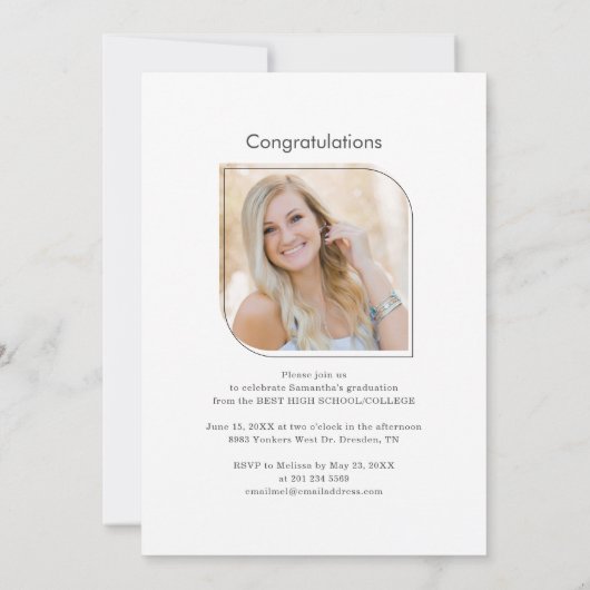 卒業フォトスクリプトモダンGrad 2025パーティー 招待状 (裏面)