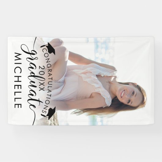 卒業フォトバナーエレガントスクリプトおめでとう 横断幕 (横)