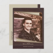 卒業フォトページの日付の保存素朴ヴィンテージ インビテーションポストカード (正面/裏面)