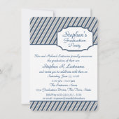 卒業フォトボックスとストライプ青 招待状 (裏面)