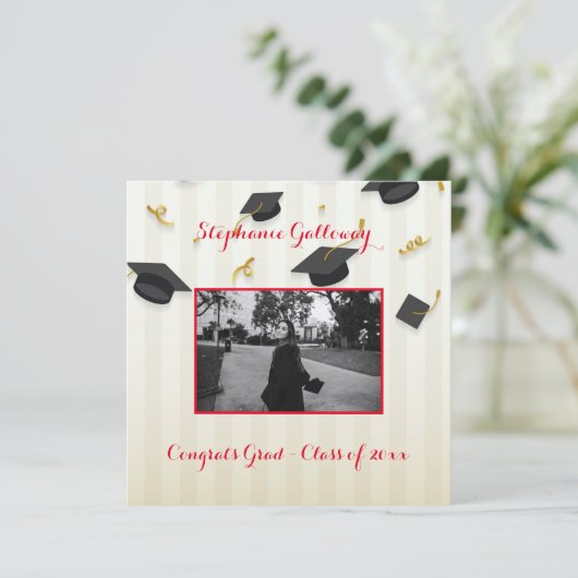 卒業フォトモルタルボードモノグラム文字 案内状 (スタンド正面)