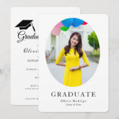 卒業フォーマルパーティー招待状 | はっきりした&エレガント 招待状 (正面/裏面)