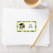 卒業フクロウと緑と金ゴールドスクールカラー ラベル (インサイチュ)