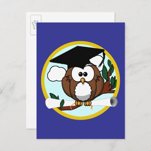 卒業フクロウ学園カラーズブルー 案内ポストカード (正面/裏面)