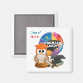 卒業フクロウ、モルタルキャップ、書籍、ディプロママグネット マグネット (正面/裏面)