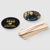 卒業ブラックと金ゴールドの大学院写真 ハンドファン (組立なし)