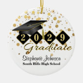 卒業ブラックと金ゴールド写真 セラミックオーナメント (正面)