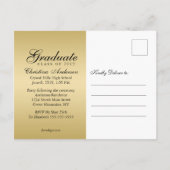 卒業ブラックグラッドキャップ&シルバーパーティー インビテーションポストカード (裏面)