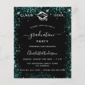 卒業ブラックグリーンティール（緑がかった色）予算の招待 チラシ (正面)
