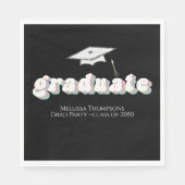 卒業ブラックレトロタイポグラフィシンプル スタンダードランチョンナプキン (正面)