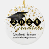 卒業ブラック及び金ゴールドセラミックオーナメント セラミックオーナメント (裏面)