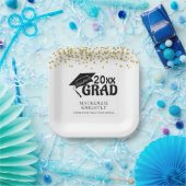 卒業ブラック金ゴールドおめでとうグラード紙吹雪 ペーパープレート (パーティー)