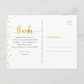 卒業ブラック金ゴールドグリッタースクリプ感謝していトユー ポストカード (裏面)