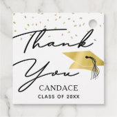 卒業ブラック金ゴールドスクリプト紙吹雪ありがとう フェイバータグ (裏面)