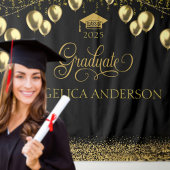 卒業ブラック金ゴールド写真の背景 タペストリー