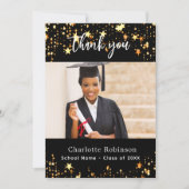 卒業ブラック金ゴールド星写真サンキューカード 招待状 (正面)