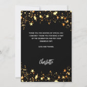 卒業ブラック金ゴールド星写真サンキューカード 招待状 (裏面)