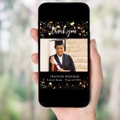 卒業ブラック金ゴールド星写真サンキューカード 招待状