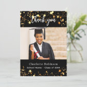 卒業ブラック金ゴールド星写真 サンキューカード (スタンド正面)